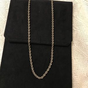 24 inch Twisted Silver Metal Chain - vintage, heavy weight